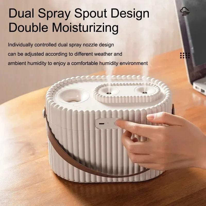 2L Large Capacity Humidifier Dual Mist Ports Humidifier Auto Shut-Off Air Humidifier USB Humidifier 360° Coverage Humidifier