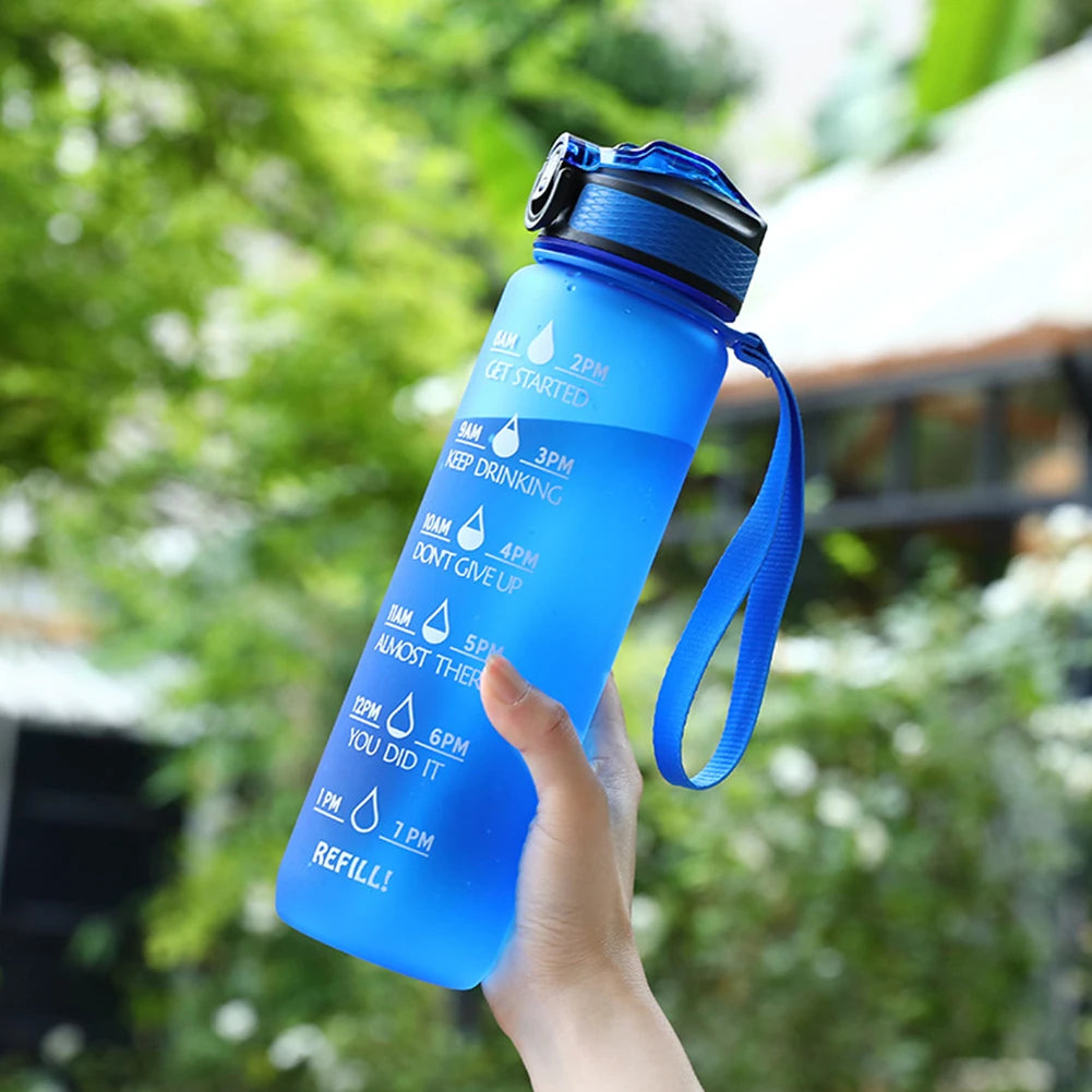 1000ml Fitness Cups Leakproof Straw Water Bottle BPA-Free Portable Drinking Cup with Time Scale for Fitness Cycling