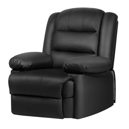 Recliner Armchair Padded Seat Single Sofa Lounge Seating Adjustable Reclining PU Couch Chair for Living Room Bedroom Home Theate