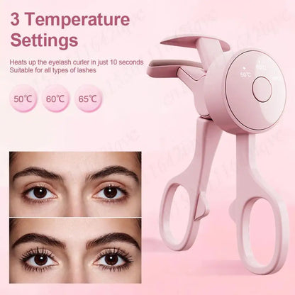 Heated Eyelash Curler Electric Eyelash Curler Long Lasting Eyelash Curling Tool 3 Temp Settings Heated Lash Curler for Makeup