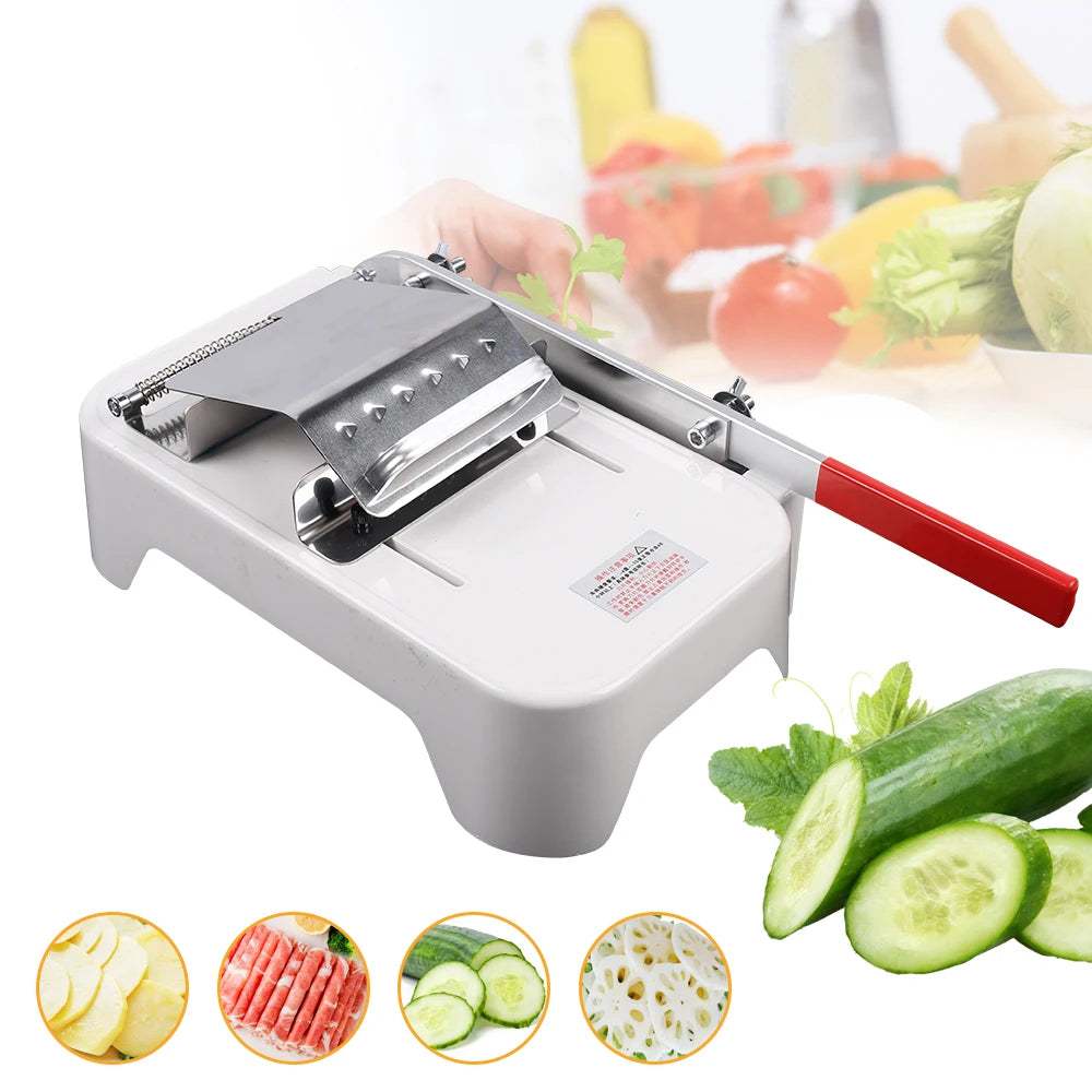 Portable Manual Slicer with Stainless Steel Blades, Kitchen Slicing Tool for Frozen Meat Hard Vegetables