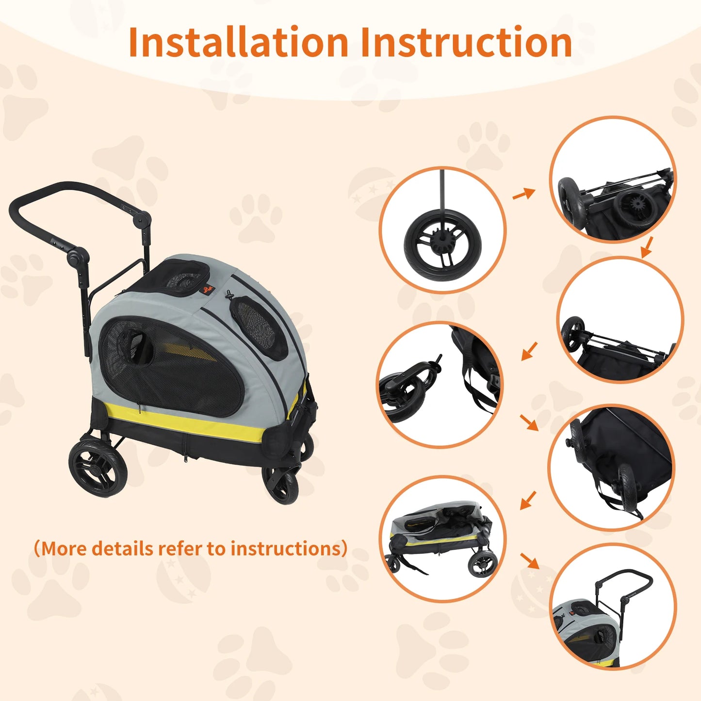 2 in 1 dog stroller for car seat, travel carrier, convertible, portable pet booter for small dogs and cats