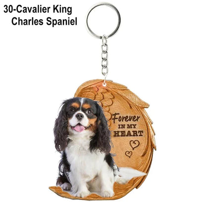 1 Piece 23 Style Dog Forever In My Heart  Angel Pendant Bag Key Chains Car Keychain Keyring  Pet Jewelry Gift For Women Girls