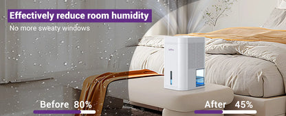 LOEFME 1L Tank Capacity Electric Dehumidifier for Home Condensation Moisture with Timer Silent Low Noise 35dB