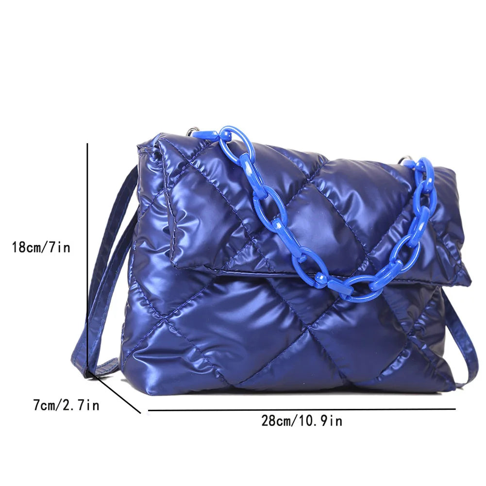 Women Handbag Luxury Designer Nylon Clutch Bag Fashionalbe Crossbody Bag Chain Simple Female Commuter Handbag for Office Travel