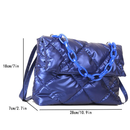 Women Handbag Luxury Designer Nylon Clutch Bag Fashionalbe Crossbody Bag Chain Simple Female Commuter Handbag for Office Travel