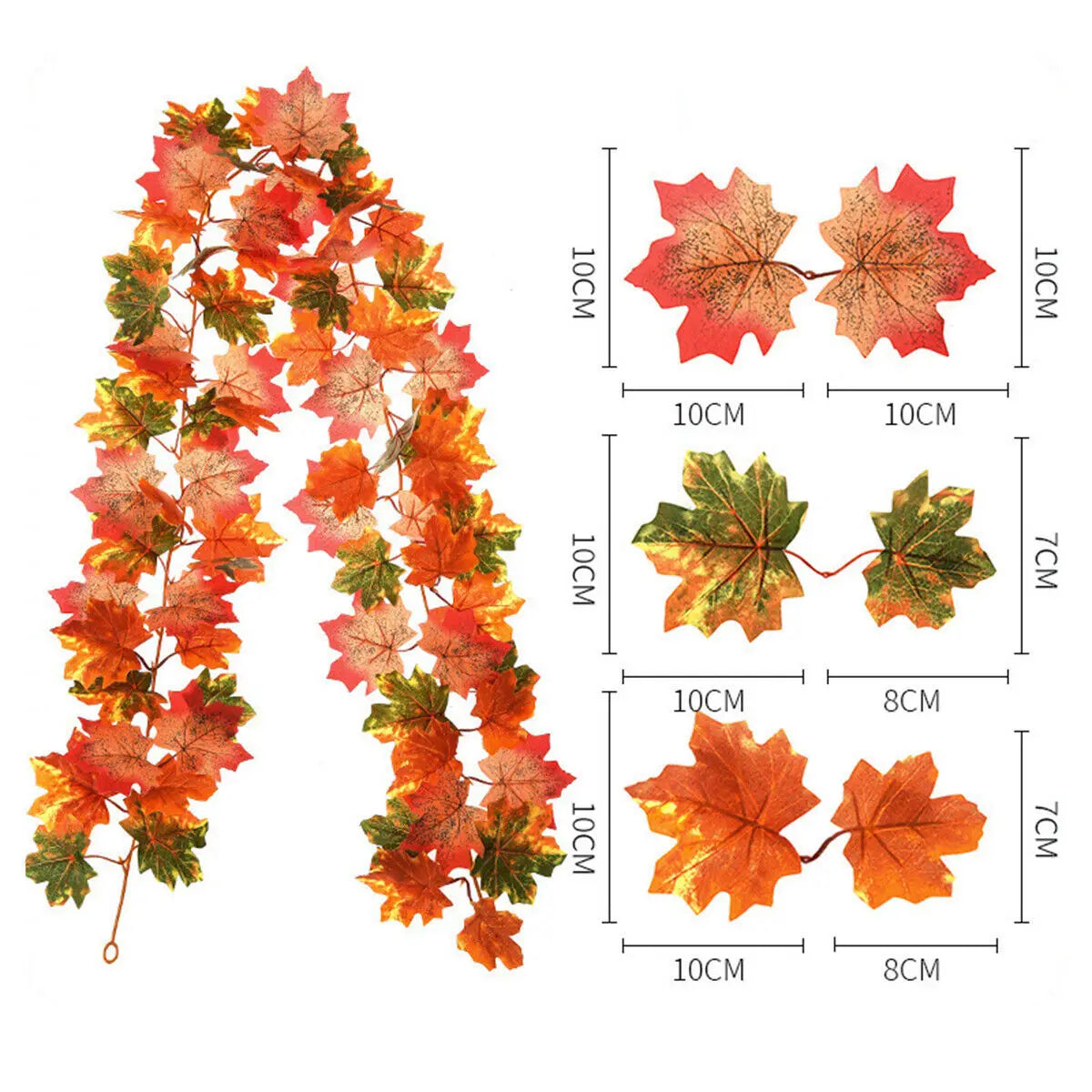 175Cm Artificial Autumn Fall Maple,Leaves Garland Hanging Plant Home Party Decor