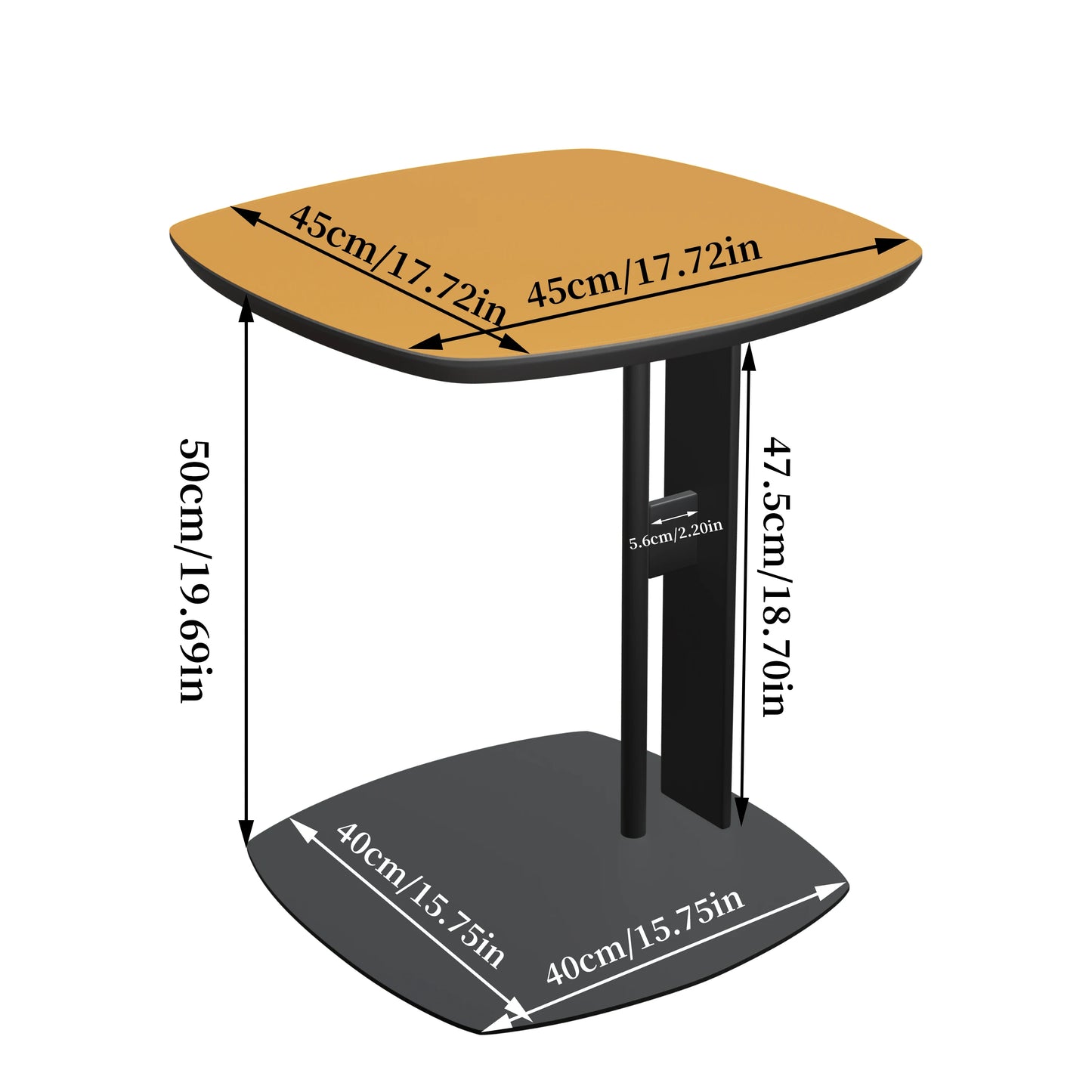 Round/Sqaure C-Shaped Side Table with Saddle Leather Tabletop Couch End Table Snack Desk for Living Room Office