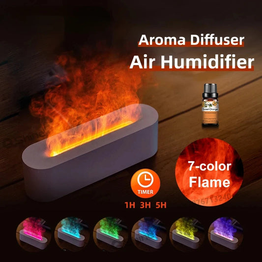 2023 Flame  Diffuser Air Humidifier Ultrasonic Cool Mist Maker Fogger  Essential Oil Diffuser 7-color Flame Humidifier Smell