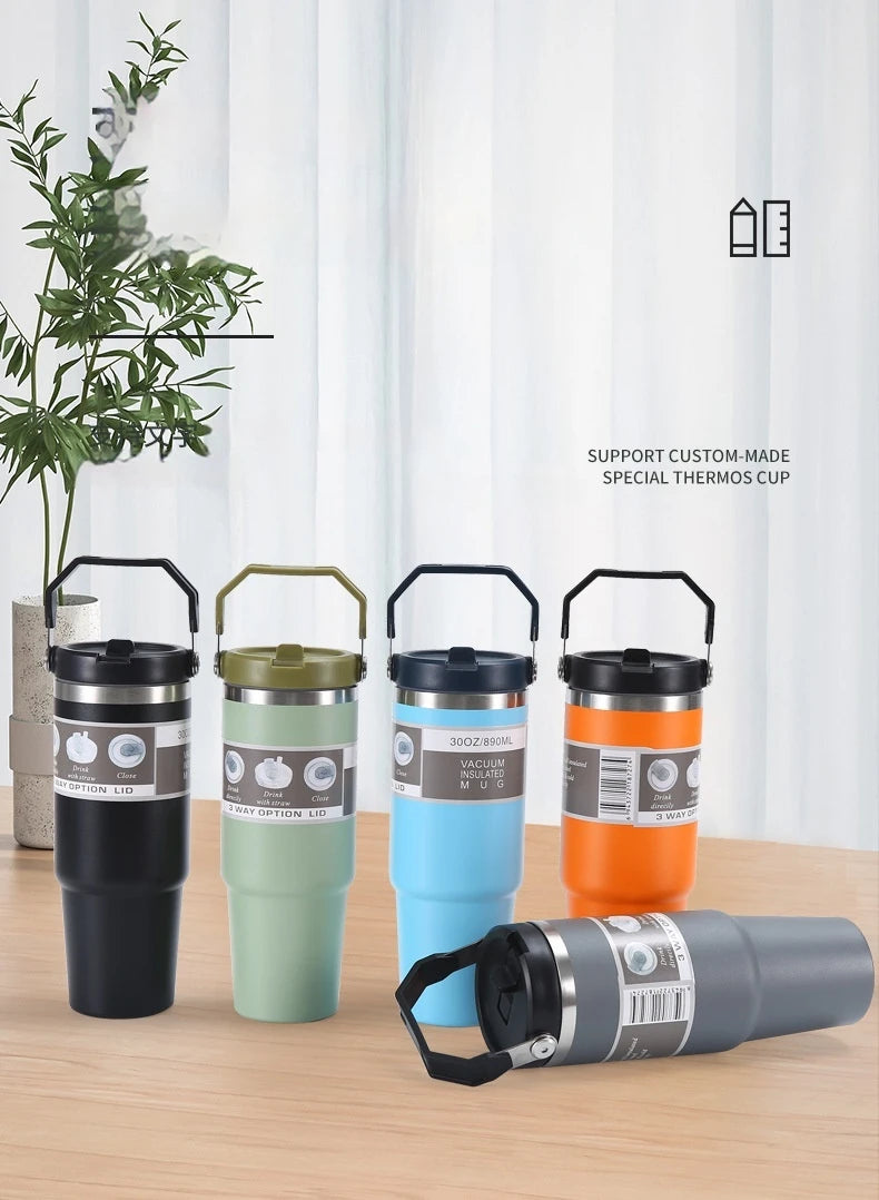 304 Stainless Steel 30oz Large Capacity Portable Car Cup Vacuum Portable Insulated Cup For Insulated Outdoor Car Ice Cream Cups