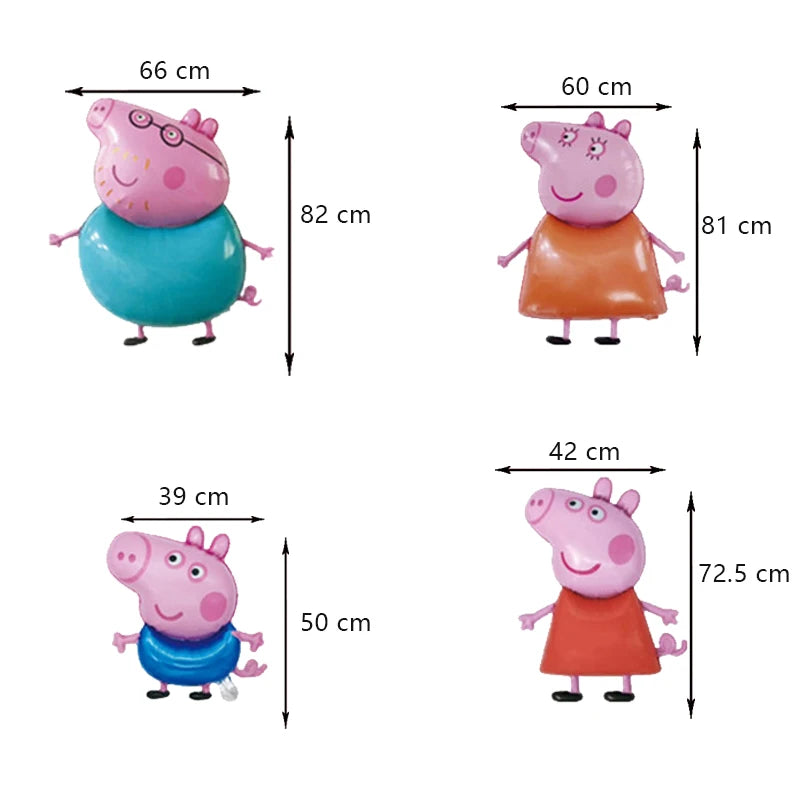 Peppa Pig Birthday Party Decoration Aluminum Foil Balloon For Kid Event Supplies Disposable Tableware Banner Backdrop Gift