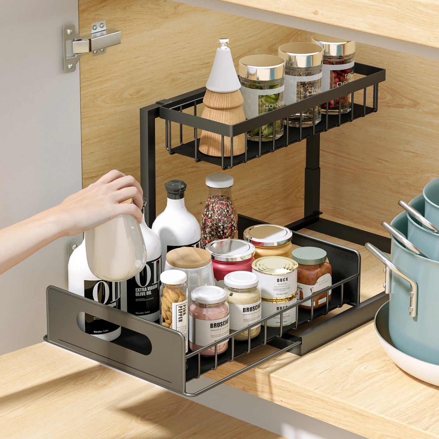 Under Sink Organizer And Storage, 2 Pack Pull Out Cabinet Organizer Slide Out Sink Shelf Cabinet Storage Shelves