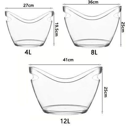 4/8/12L Transparent Ice Bucket Acrylic Large Capacity Wine Chilling Bucket Anti-fall Champagne Bottles Ice Cooler Club