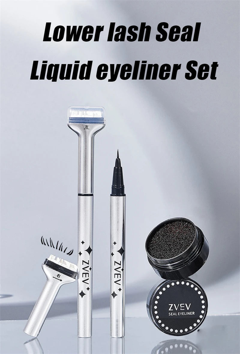 Waterproof Lower Eyelash Stamp Set Quick Dry Portable 0.01mm Tip Eye Liner Lower Lash Stamp with Ink False Eyelashes Accessories