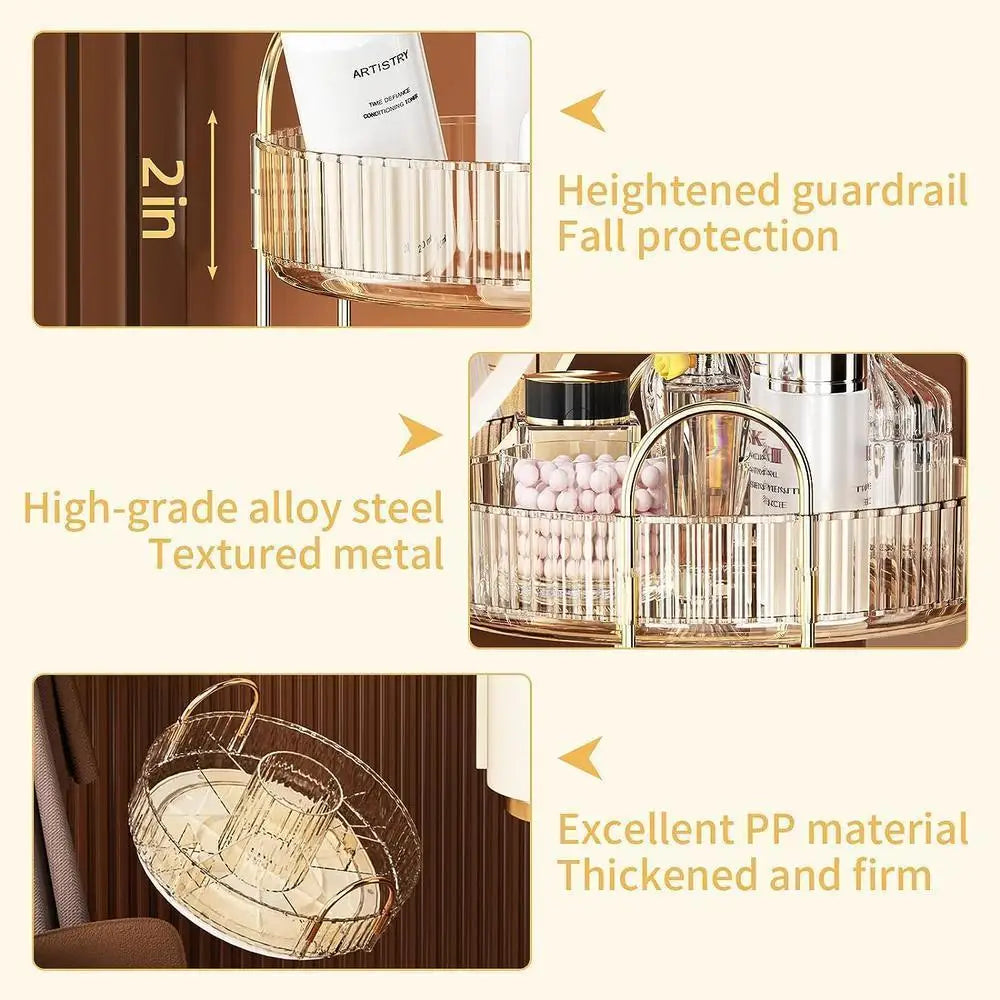 360° Rotating Cosmetics Storage Rack Large-capacity Perfume Skin Care Product Organizer Toilet Dressing Table Storage Shelf