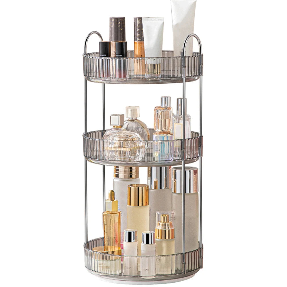 360 Degree Rotation Make Up Organizer Box Transparent Fashion Cosmetic Organizer Multi-Function Detachable Dressing Table