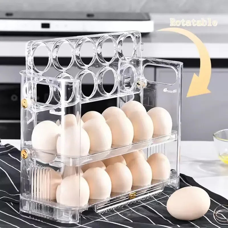 30 Grids Egg Refrigerator  Box Reversible Carton  Kitchen Tray Multi-layer Rack Organizer Timing Holder Container Bin