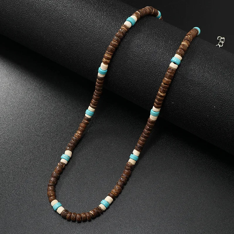 Vintage Coconut Shell Turquoise Chains Necklaces for Women Men's Surfing Choker Luxury Holiday Jewelry Collares