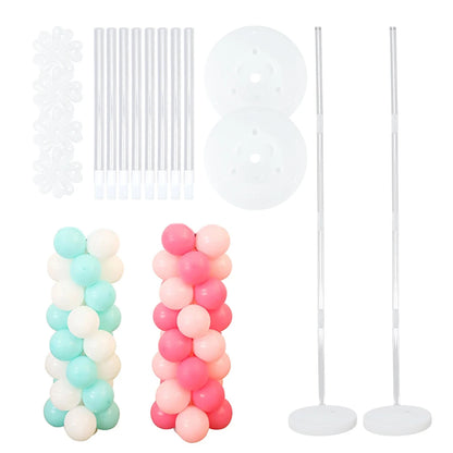 2Sets Birthday Balloon Column Kit Clear Balloons Arch Stand With Base And Pole For Wedding Decoration Birthday Baby Shower Party