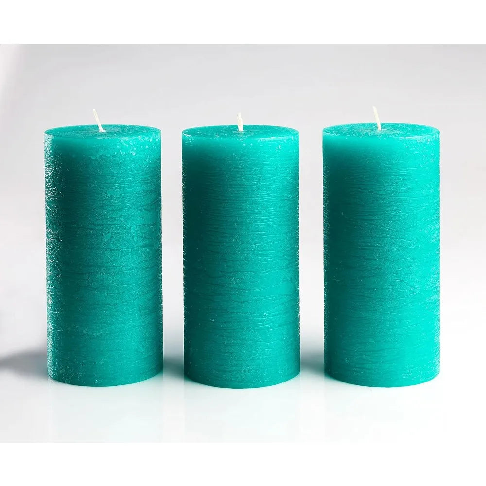 Unscented Pillar Candles 7.5 x 15 cm Set of 3 Fragrance Free for Weddings Decoration Restaurant Spa Smokeless Cotton Wick