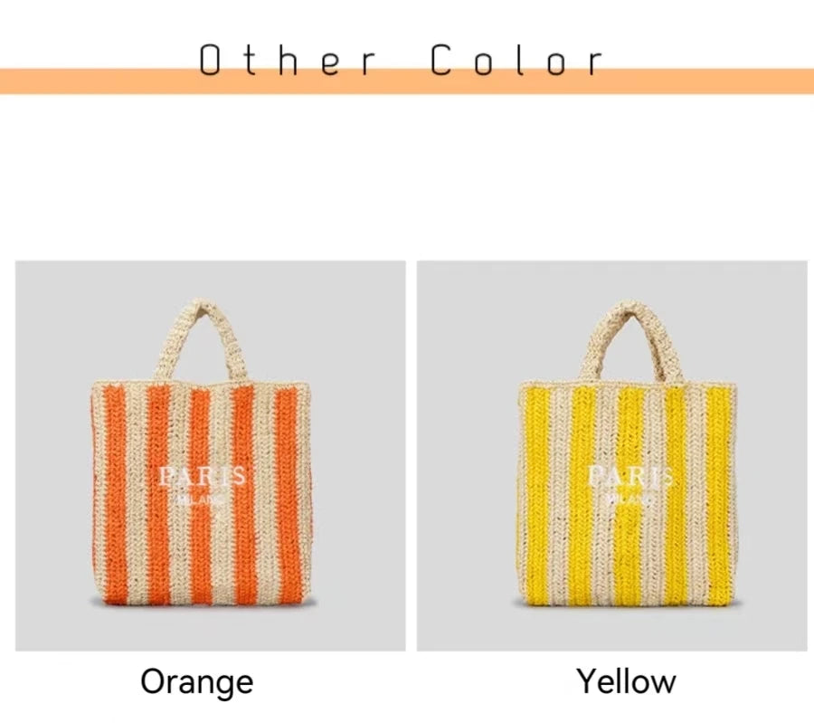 Women Summer Beach Vacation Fashion Straw Knitting Shoulder Bag Hollow Out Handwoven Handbag Portable Large Capacity Casual Tote