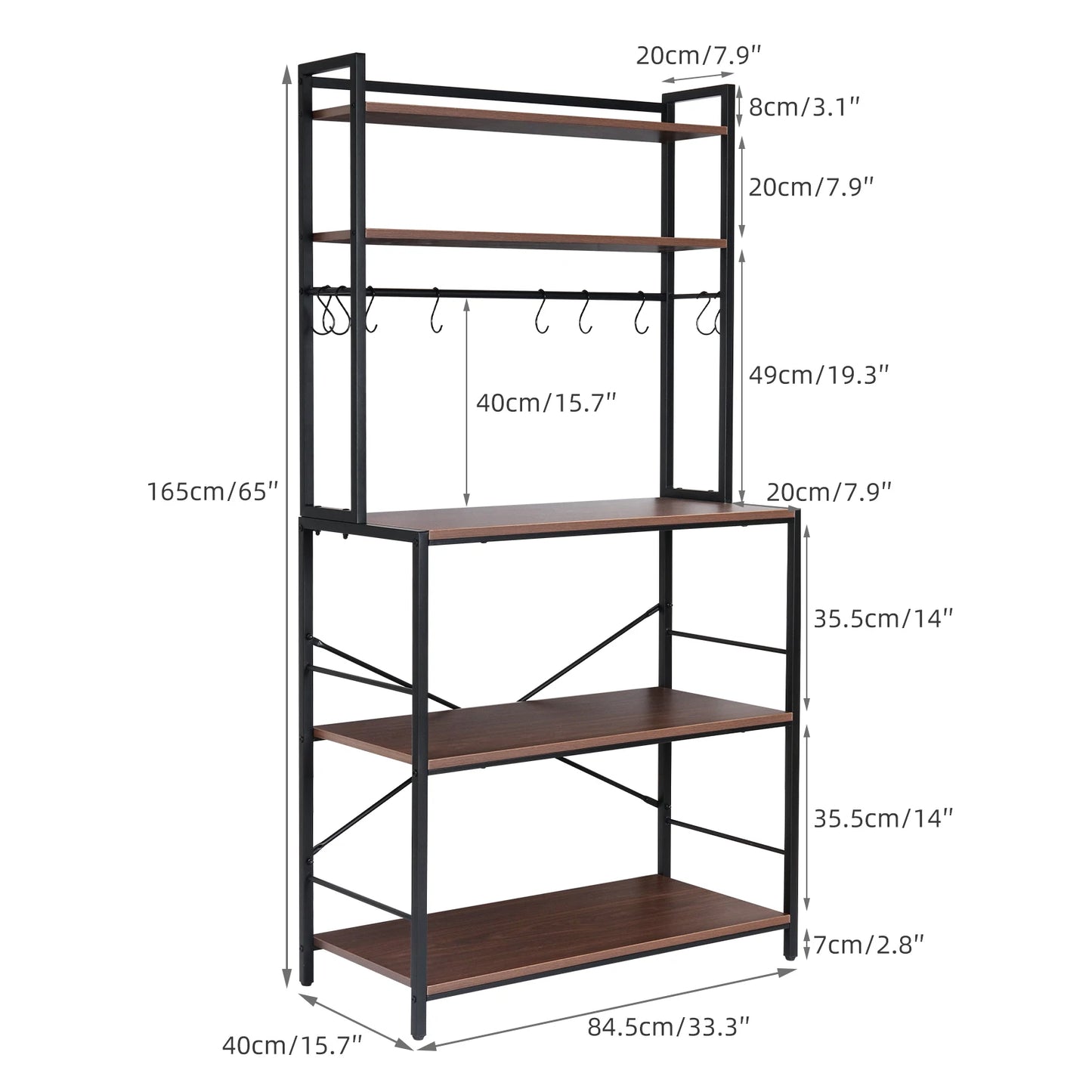 1PCS 5-Tier Kitchen Bakers Rack Utility Storage Cabinet Floor Standing Microwave Oven Stand Shelves Pantry Spice Rack