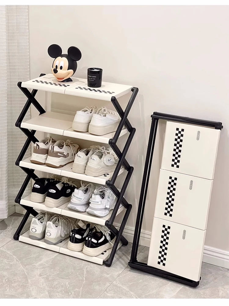 Simple Shoe Cabinet Multi-layer Folding Shoe Storage Device Home Organization And Storage Shelf