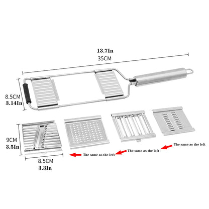 4 in1 Vegetable Slicer Stainless Steel Shredder Cutter Multi-Purpose Vegetable Slicer Cuts Set Manual Fruit Carrot Potato Grater