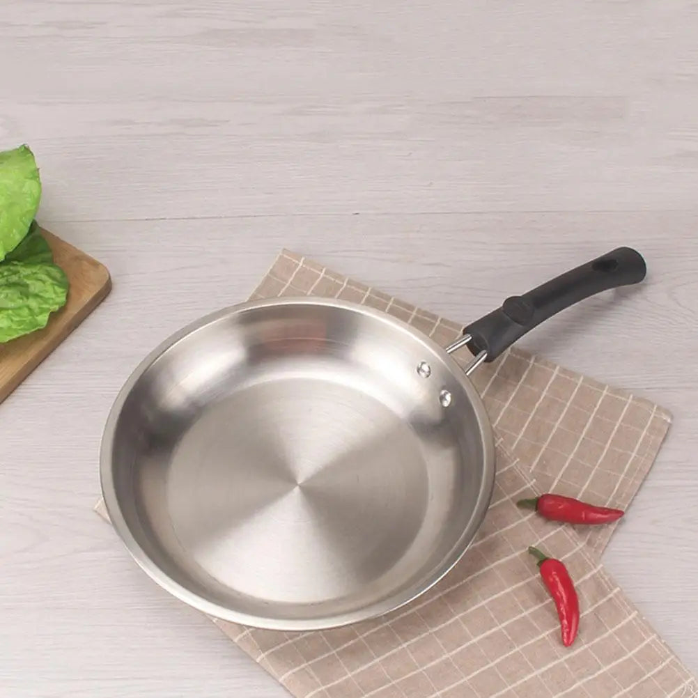 22cm Stainless Steel Frying Pan Non-stick Steak Wok Pan Saucepan Cooking Pot For Gas Stove Kitchen Cookware