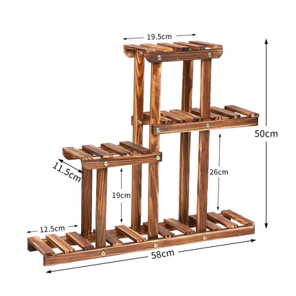 Pine Wood Plant Stand, Indoor and Outdoor, Multiple Flower Pot Holder, Shelf Desk Rack, Storage Ladder Display