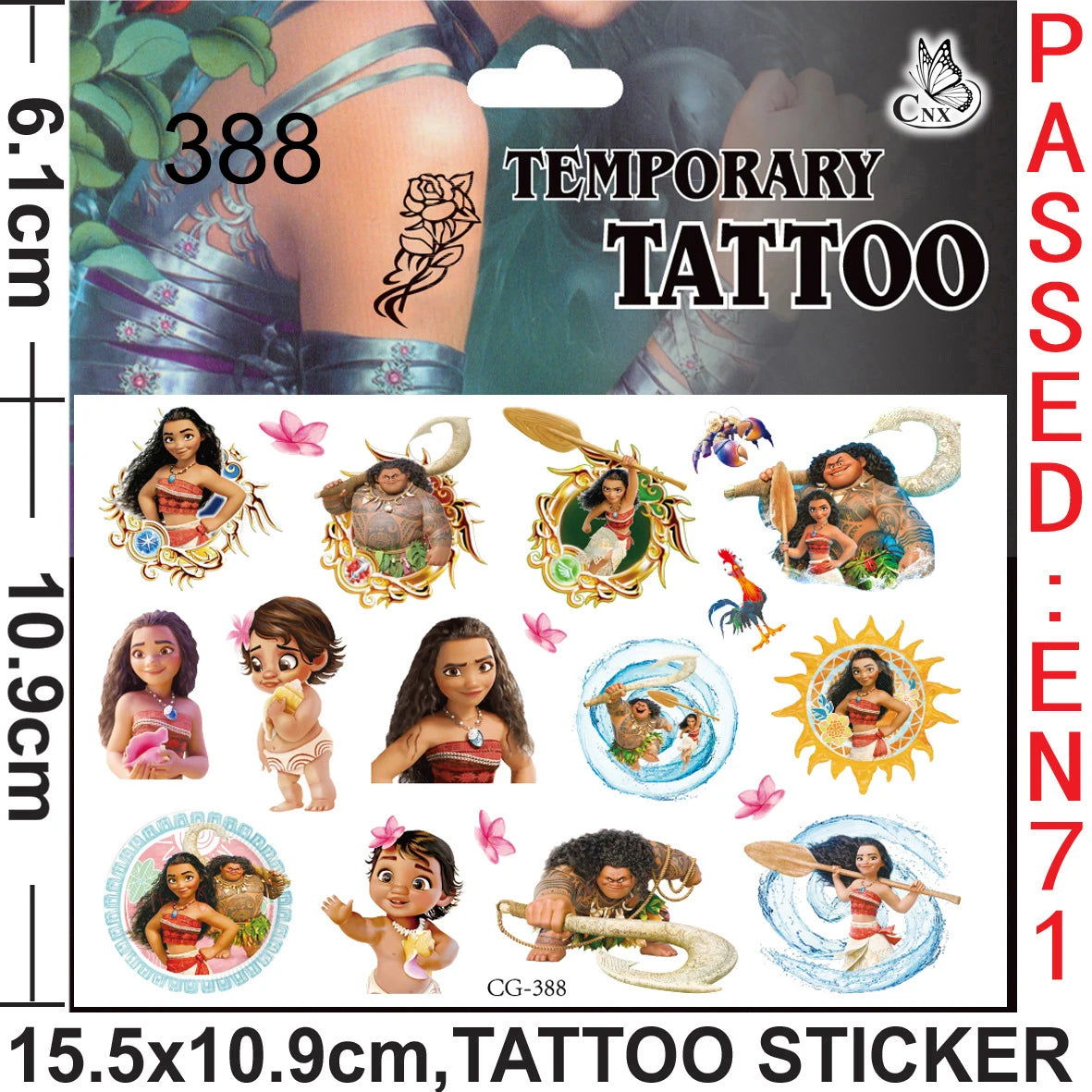 1/4/8pcs Moana Party Favor Temporary Tattoos Stickers Birthday Party Supplies Decorations Gifts for Boys Girls Classroom Rewards