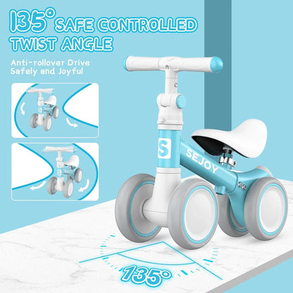 Sejoy Baby Balance Bike Boys Girls Adjustable Toddler Balance Bike Infant First Walking Bike with Adjustable Seat Handle Toddler