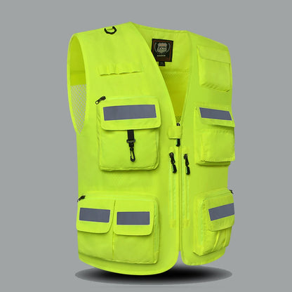 Reflective Vest Emergency Firefighter Volunteer Road Rescue Outdoor Breathable Mesh High Visibility Safety Waistcoat Workwear