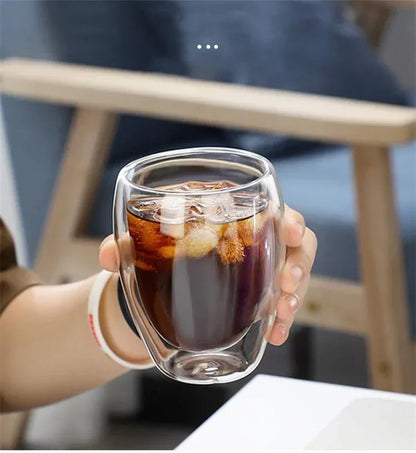 5 Sizes Double Wall Insulated Glass Cup Clear Espresso Coffee Mugs Handmade Beer Mug Tea Milk glass Whiskey Glass Cups Drinkware