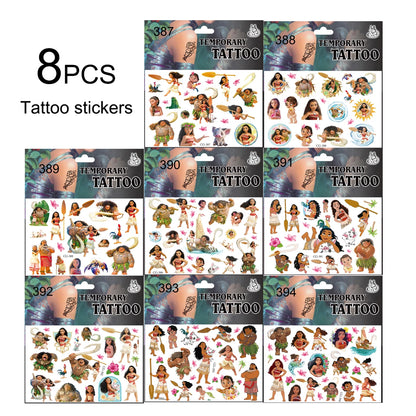 1/4/8pcs Moana Party Favor Temporary Tattoos Stickers Birthday Party Supplies Decorations Gifts for Boys Girls Classroom Rewards