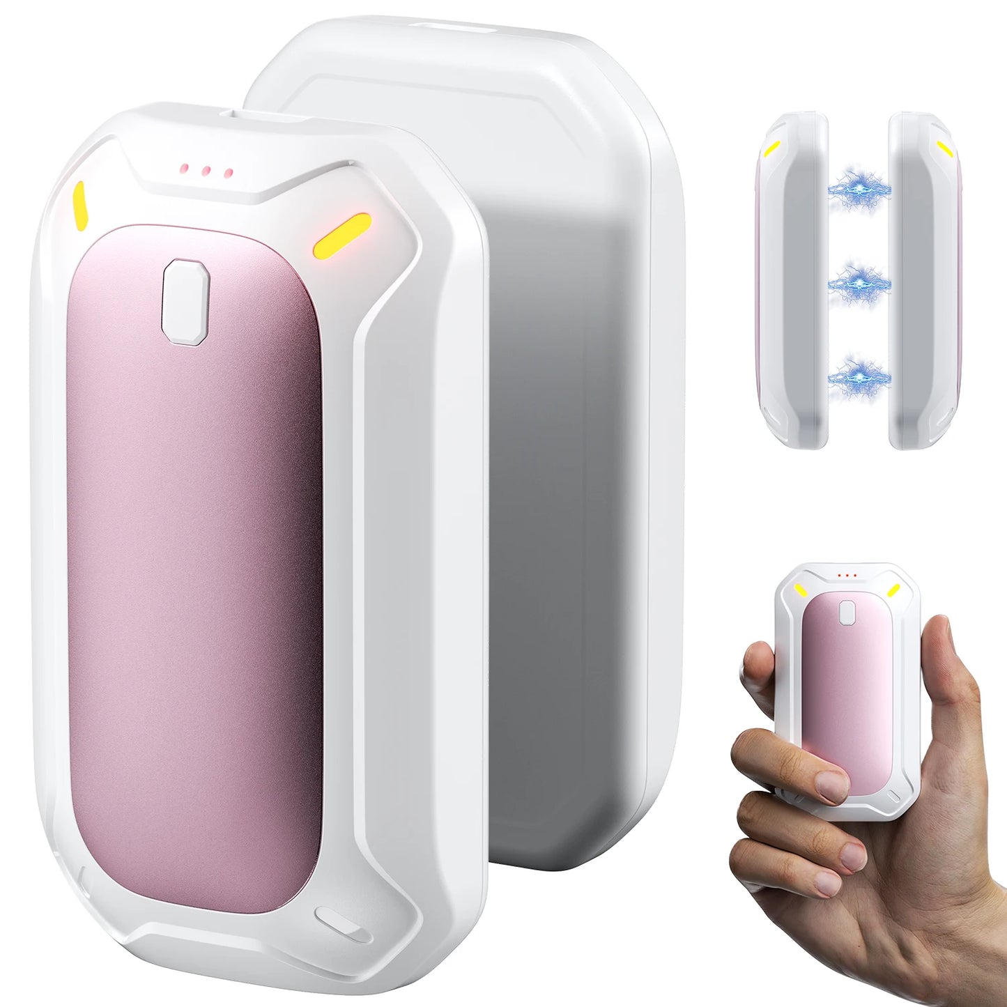 2 Pack Hand Warmers Rechargeable, Dual Magnteic Electric Hand Warmer, Double-Sided Warming Portable Heater Gifts for Women Men