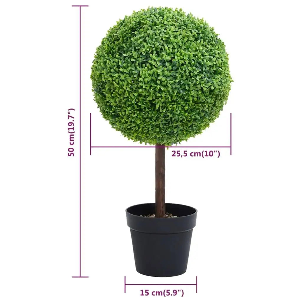 50cm Artificial Ball Shaped Boxwood Plant in Pot - Lifelike Greenery for Home Decor