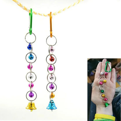 Parrot Bite Toy, Bird Ring, Bell, Hanging Swing, Chain, Parakeet, Chew Swings, Toy with Hanging Bells, Bird Accessories, 1Pc