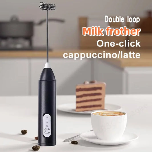 1PCS electric milk frother 3-speed adjustable mini mixer rechargeable stainless steel coffee cappuccino cream kitchen mixer