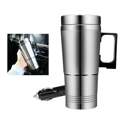 Electric Heating Car Kettle 12V/24V Water Coffee Milk Thermal Mug Stainless Steel Car Electric Heating Cup Water Heater Bottle