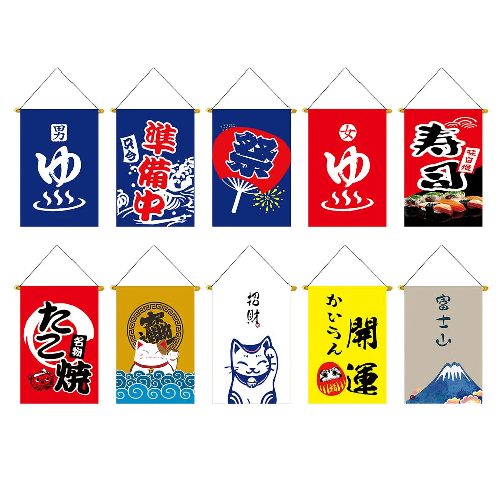 30x45cm Japan Restaurant Colour Flags Japanese Style Lucky Cat Triangle String Flag Oxford Cloth Izakaya House Decoration