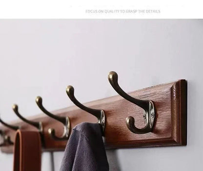 Wall Mounted Solid Wood Coat Rack with Hooks Hats Clothes Hanger Closet Organizer Perchero Furniture for Hallway Entrance Decor