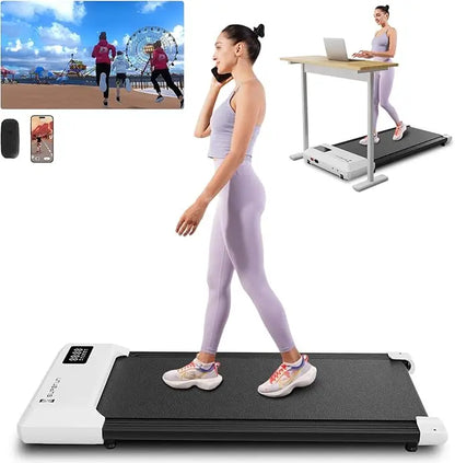 2 In 1 Under Desk Walk 35.5 X 15.5 Inch Run Area Treadmill, 1-6KM/H Treadmill for Home and Office With LCD Display