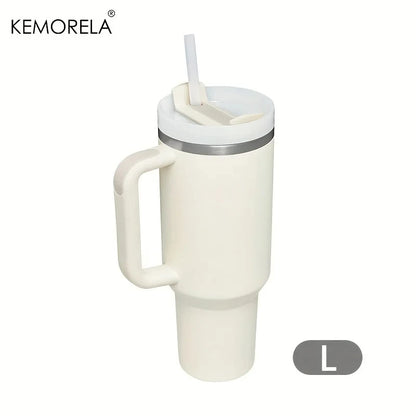 1200ML 304 Stainless Steel Insulated Water Bottle Thermal Coffee Car Cup Cold Hot Mugs Vacuum Flask With Handle Straw For Sport