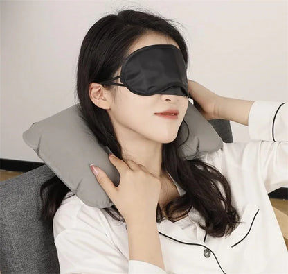 Portable U Shape Inflatable Travel Pillow Adjustable Travel Inflatable Neck Pillow Air Cushion for Airplanes Traveling JAF059