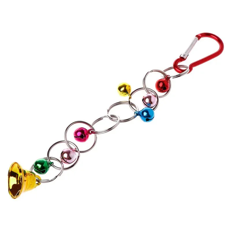 Parrot Bite Toy, Bird Ring, Bell, Hanging Swing, Chain, Parakeet, Chew Swings, Toy with Hanging Bells, Bird Accessories, 1Pc