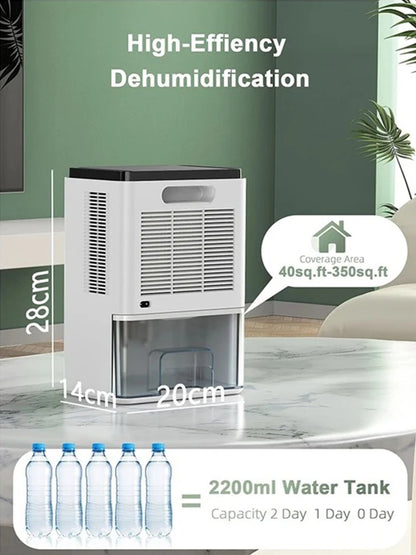 40W Air Dehumidifier Mute Moisture Absorbers Machine Air Dryer 2200ml Water Tank with LED Display and Touch Control Single Core