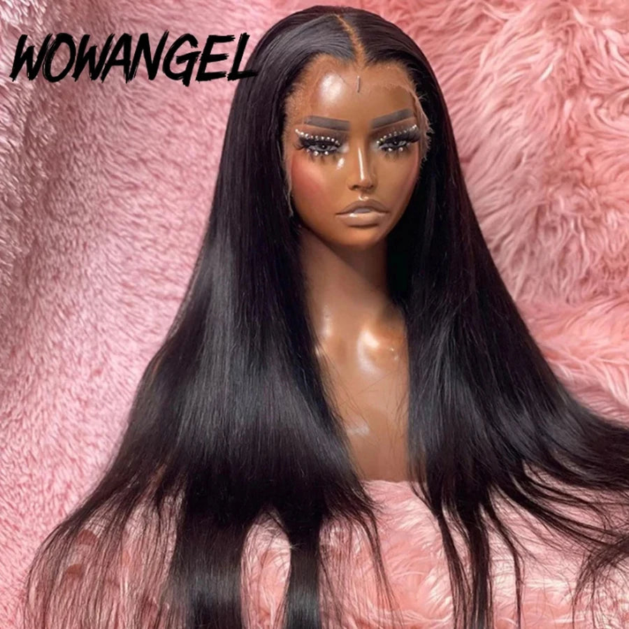 34inch Real HD Lace Front Wig Pre Plucked Straight Wigs 13x6 HD Transparent Lace Frontal Human Hair Wig Brazilian Hair For Woman