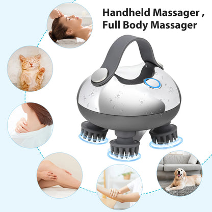 Electric Scalp Massager with 8 Silicone Massage Heads Scalp Kneading Vibrating Device 3 Modes for Hair Growth Stress Relax