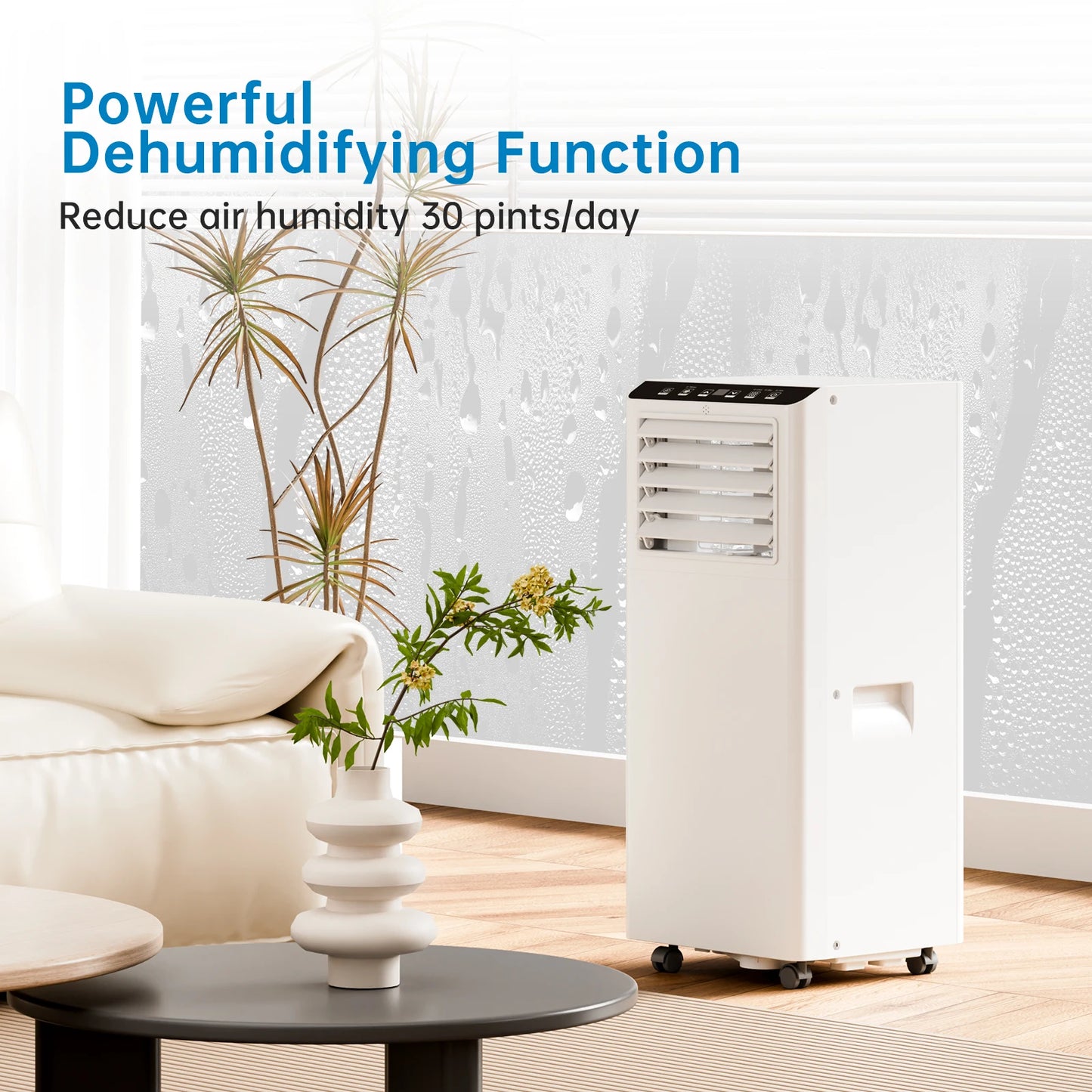 4-In-1 Portable Air Conditioner With Follow Me Function, 7000BTU Dehumidifier, Ventilation, 24 Hour Timer,Sleep Mode&Window Kit